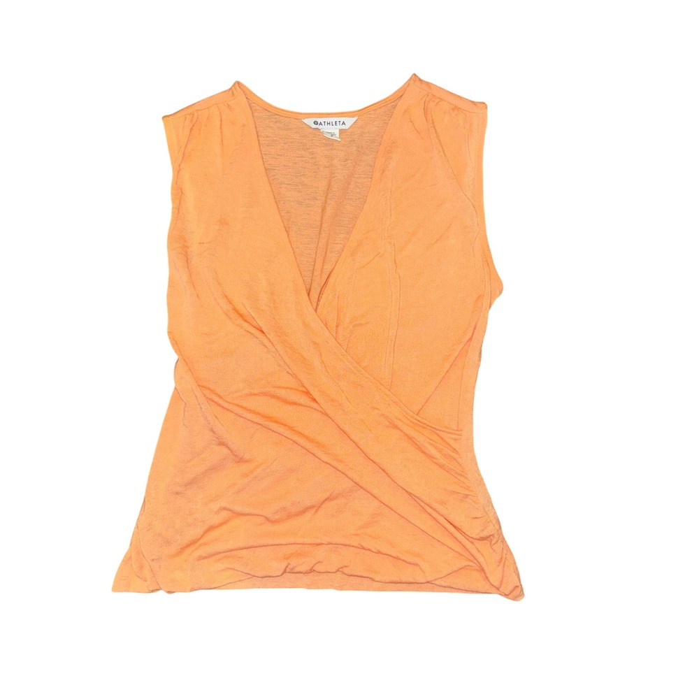 Athleta Breezy Wrap Tank Small Orange Surplice Sleeveless Athleisure Yoga Top
